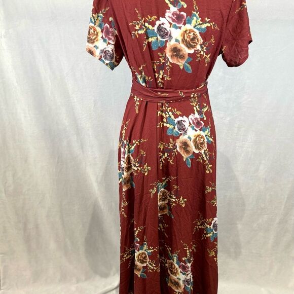 True wrap rust floral maxi dress size 0XL - Picture 5 of 7